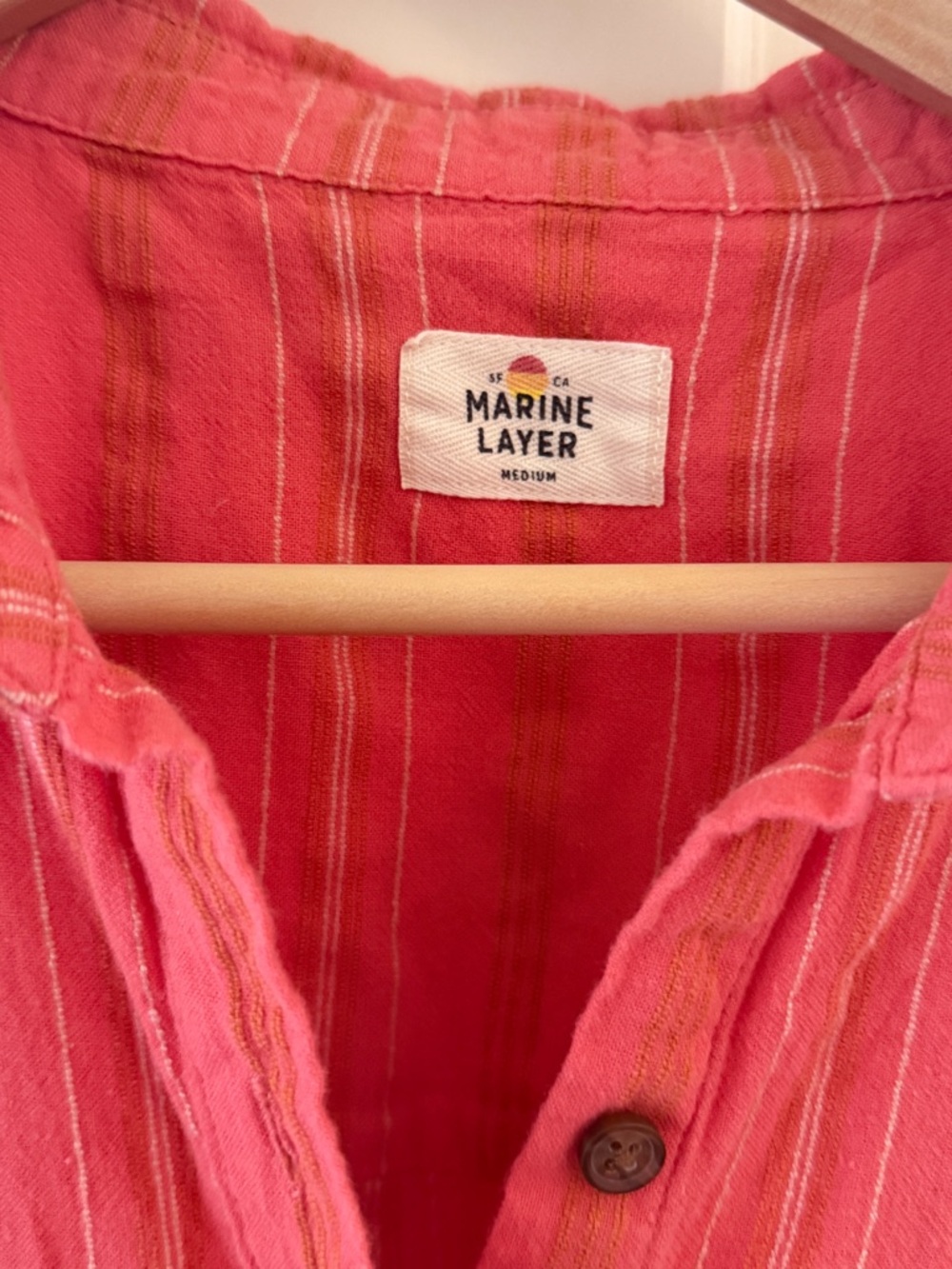 Marine Layer Coral Pink Striped Button-Down Shirt